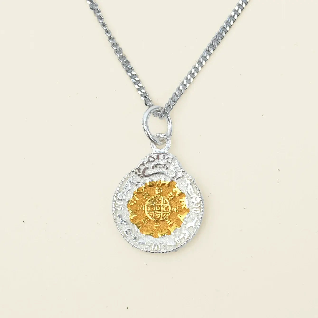 Zenify™ Zodiac Harmony Necklace featuring Nine Palaces Bagua Pendant with gold and silver design.