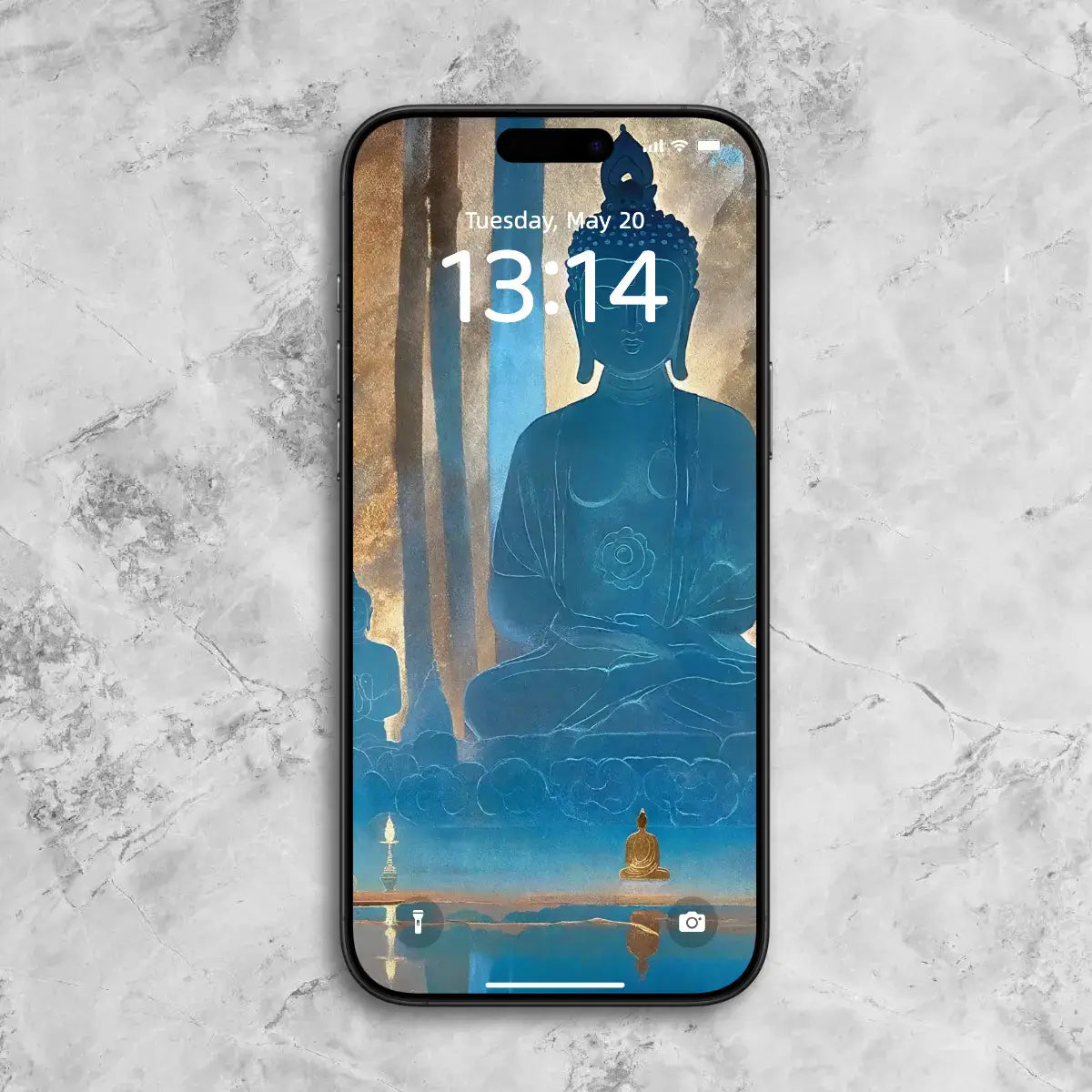 Medicine Buddha phone wallpapers showing a serene Buddha image on a smartphone screen.