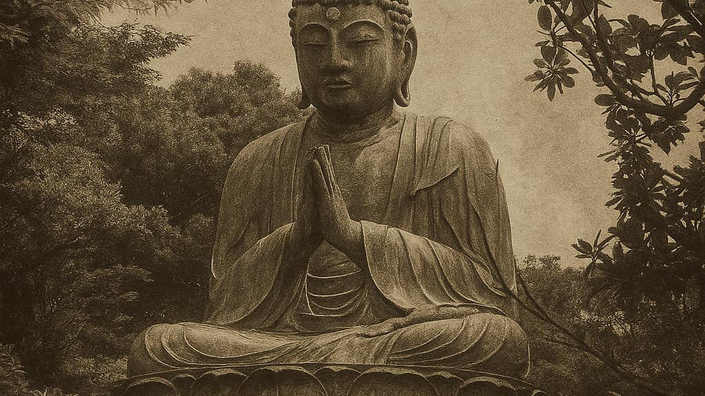 3 Gentle Lessons on Freedom from a Zen Master represented by a serene Buddha statue in a tranquil garden.