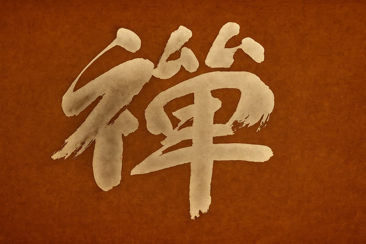 Wu Wei calligraphy symbol on brown background, representing the concept of effortless action in Taoism.
