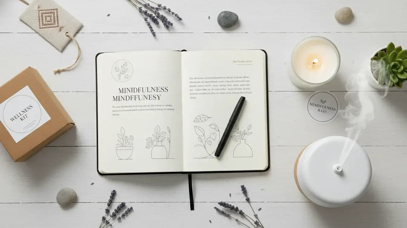 How to Stay Focused While Journaling with a Scattered Mind in a serene setting with a journal, candle, and plants.