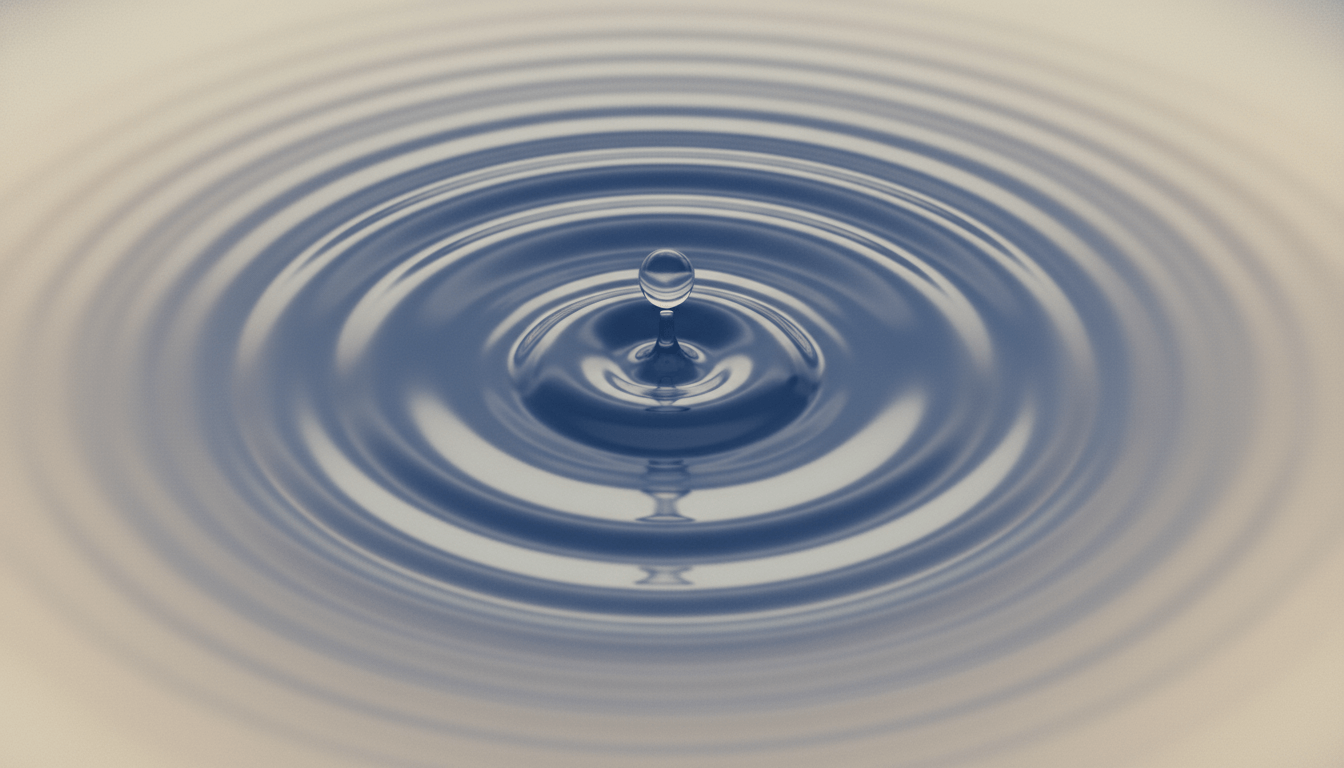 Zen Life: A serene water droplet creating ripples, symbolizing mindfulness and the present moment.