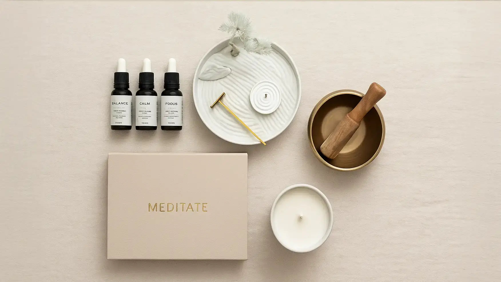 The Ultimate 2025 Mindfulness Gift Guide featuring meditation items, essential oils, and calming accessories.