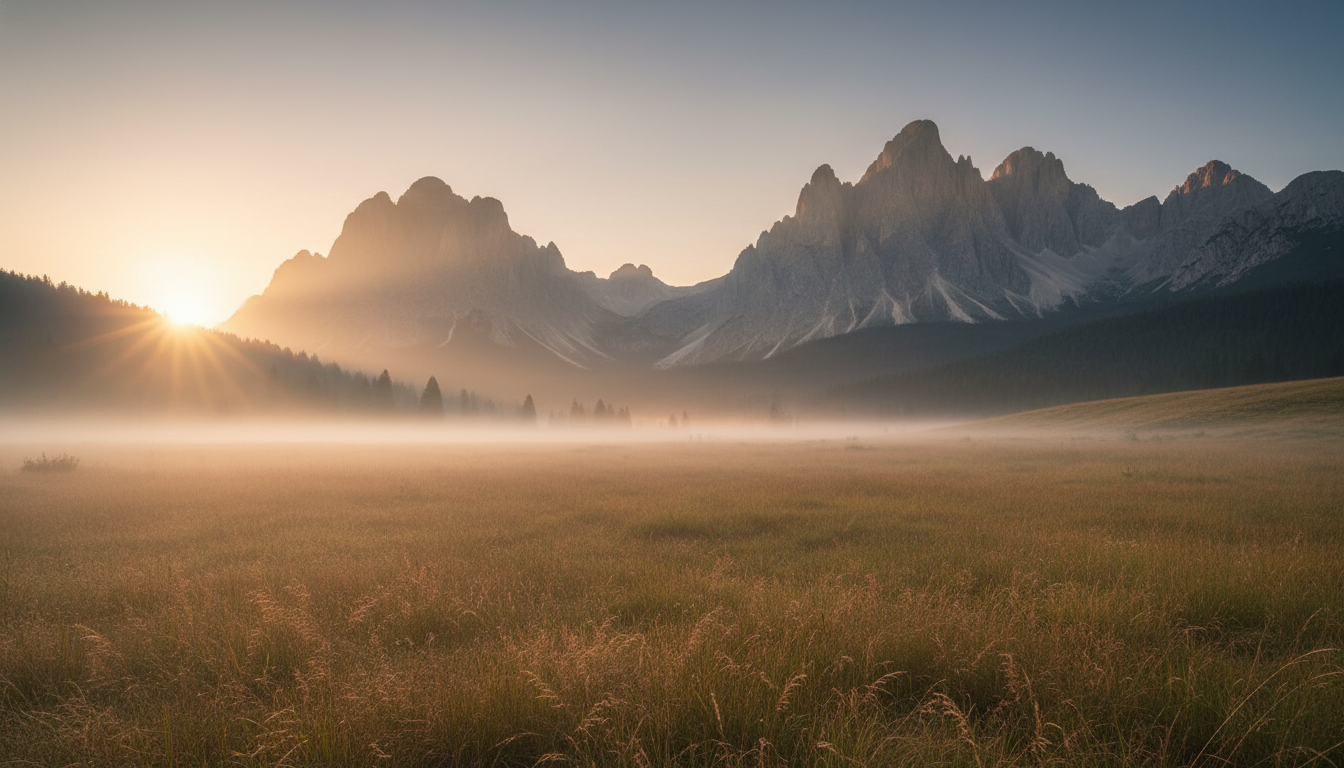 Stunning sunrise over misty mountains, illustrating tranquility in nature for 'When Desire Meets Discipline'.