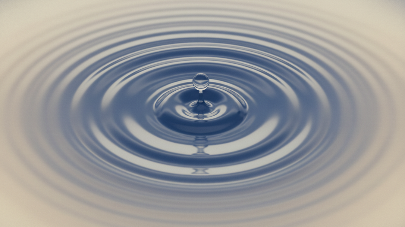 Zen Life: A serene water droplet creating ripples, symbolizing mindfulness and the present moment.