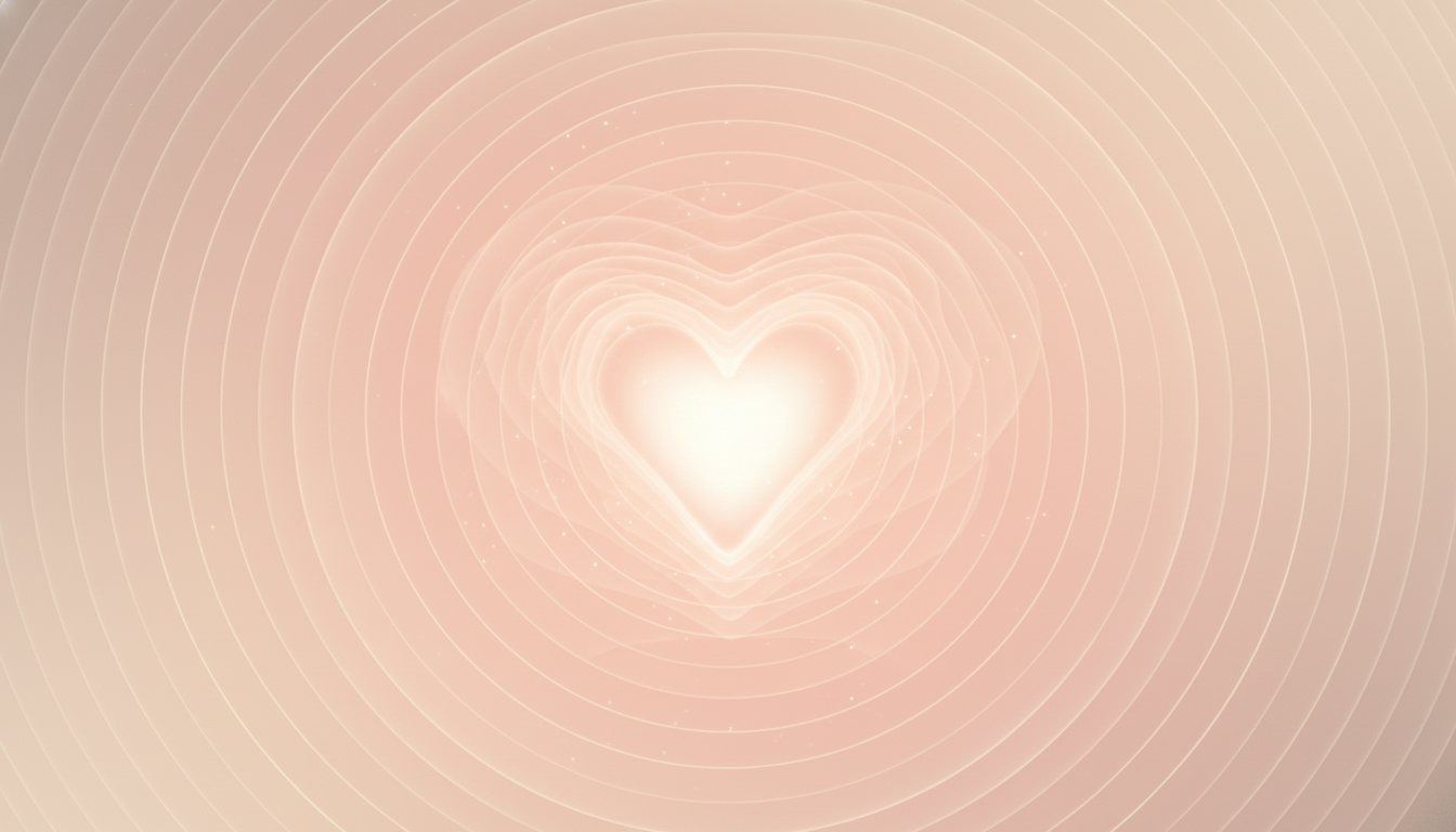 Abstract image of a heart surrounded by soft waves, symbolizing calmness and an effective meditation routine.