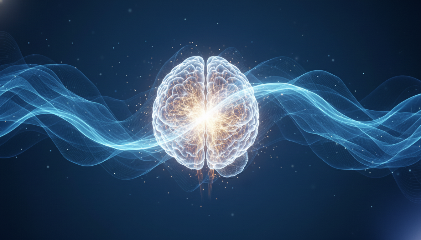 Image of a glowing brain illustrating meditation brain benefits and its impact on brain rewiring.