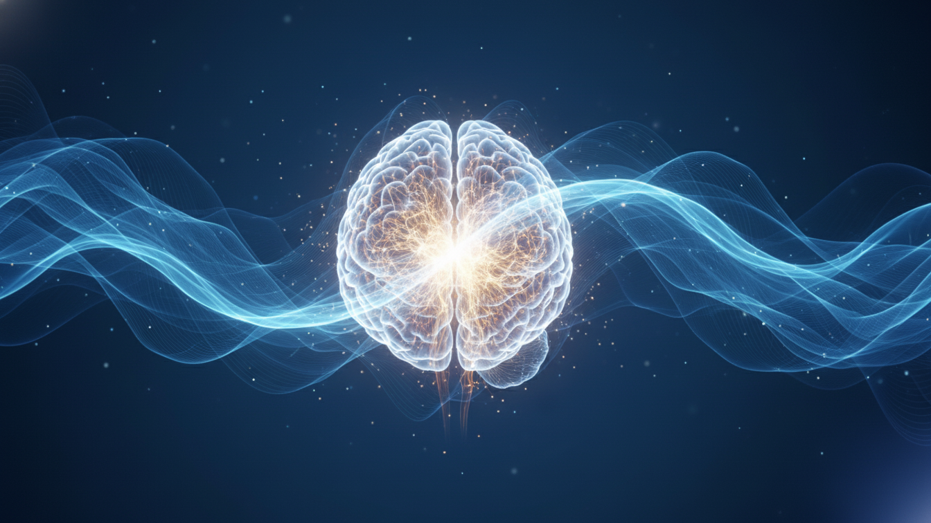 Image of a glowing brain illustrating meditation brain benefits and its impact on brain rewiring.