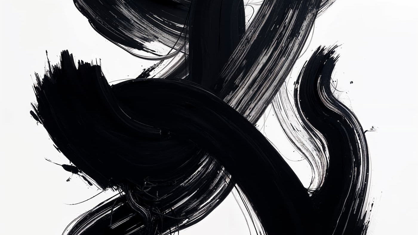 Abstract black brush strokes representing the theme of What Trusting the Universe Actually Looks Like.