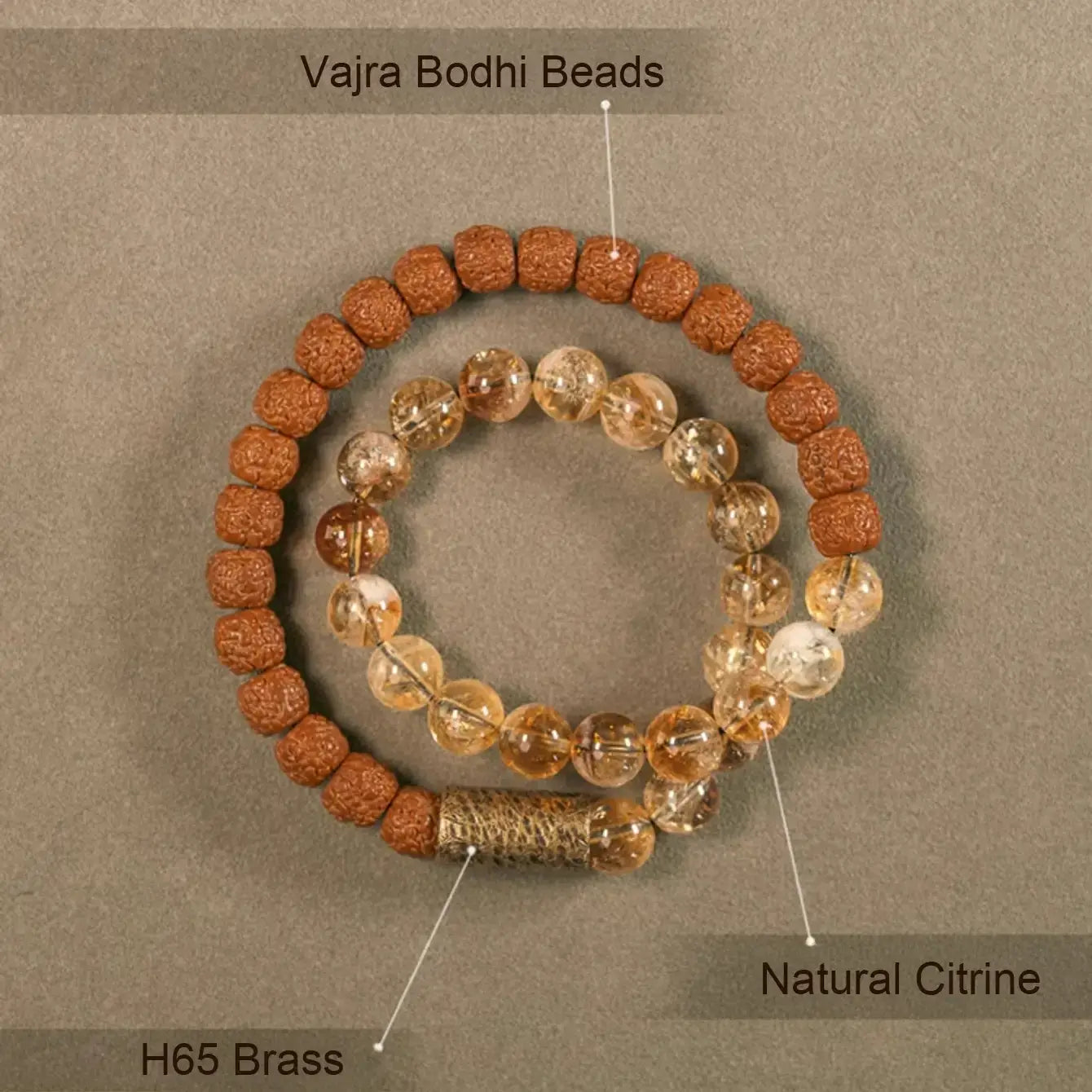 Natural Citrine & Vajra Bodhi Bracelet