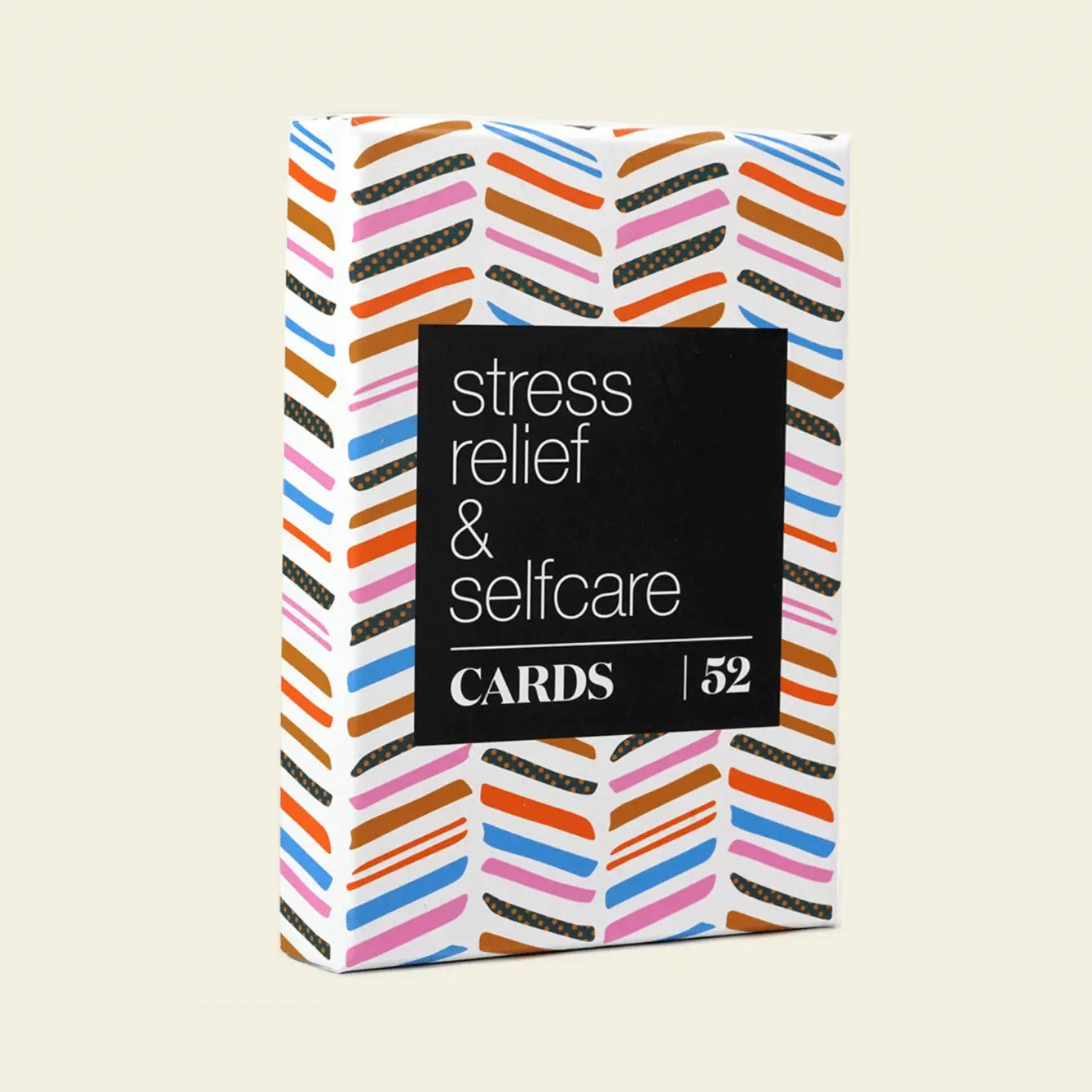 52 Self Care Cards packaging featuring vibrant designs for mindfulness and stress relief.