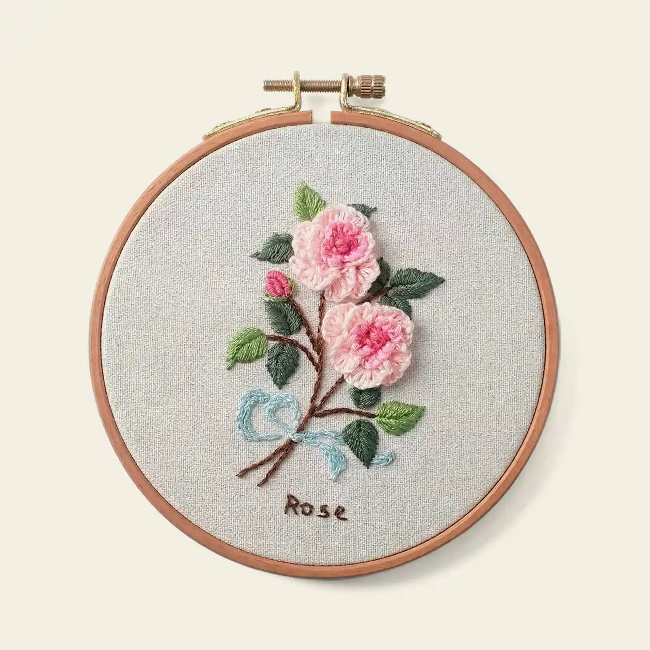 5-Hour Mindfulness Embroidery Kit: Floral DIY with Wood Stand