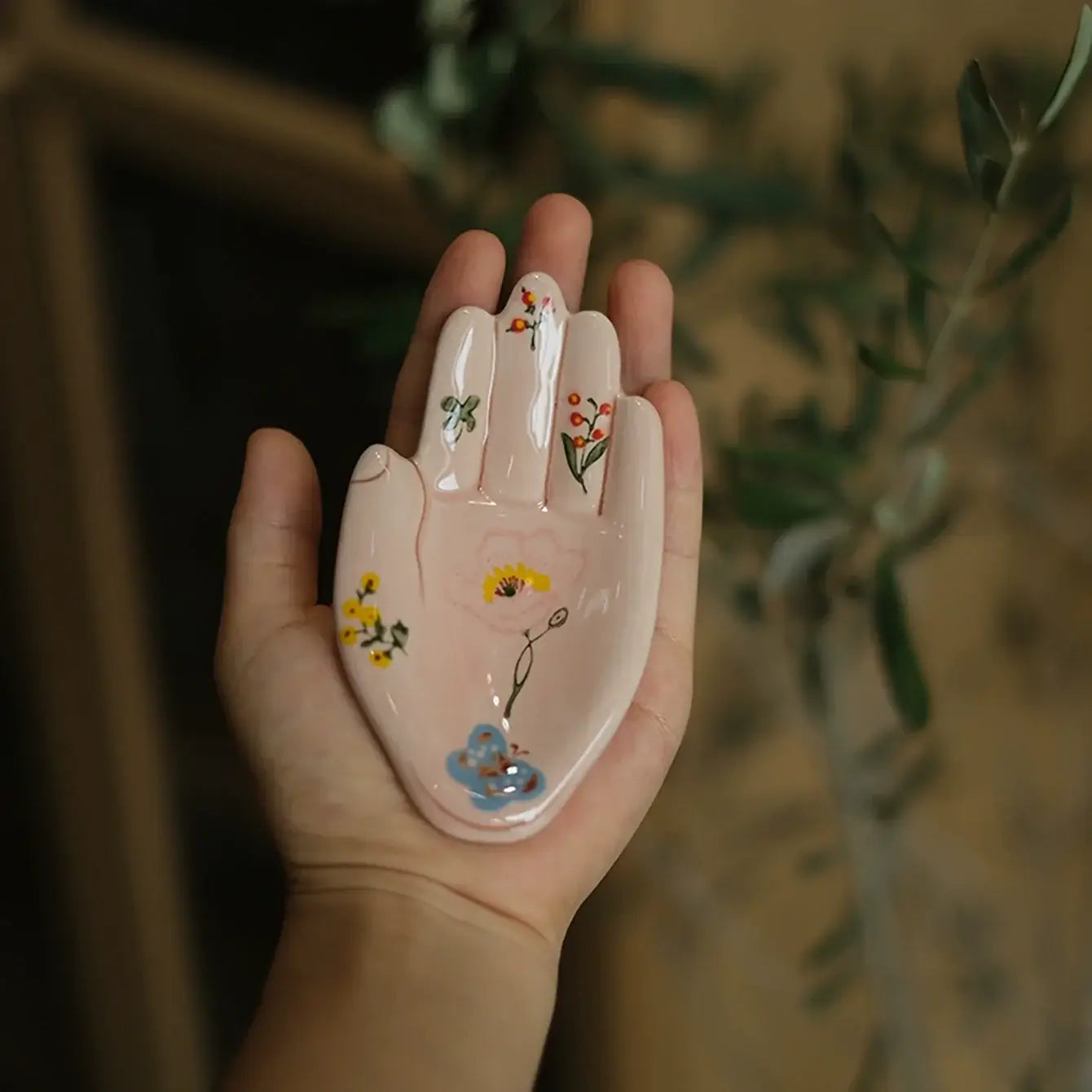 Painted Palm Tray