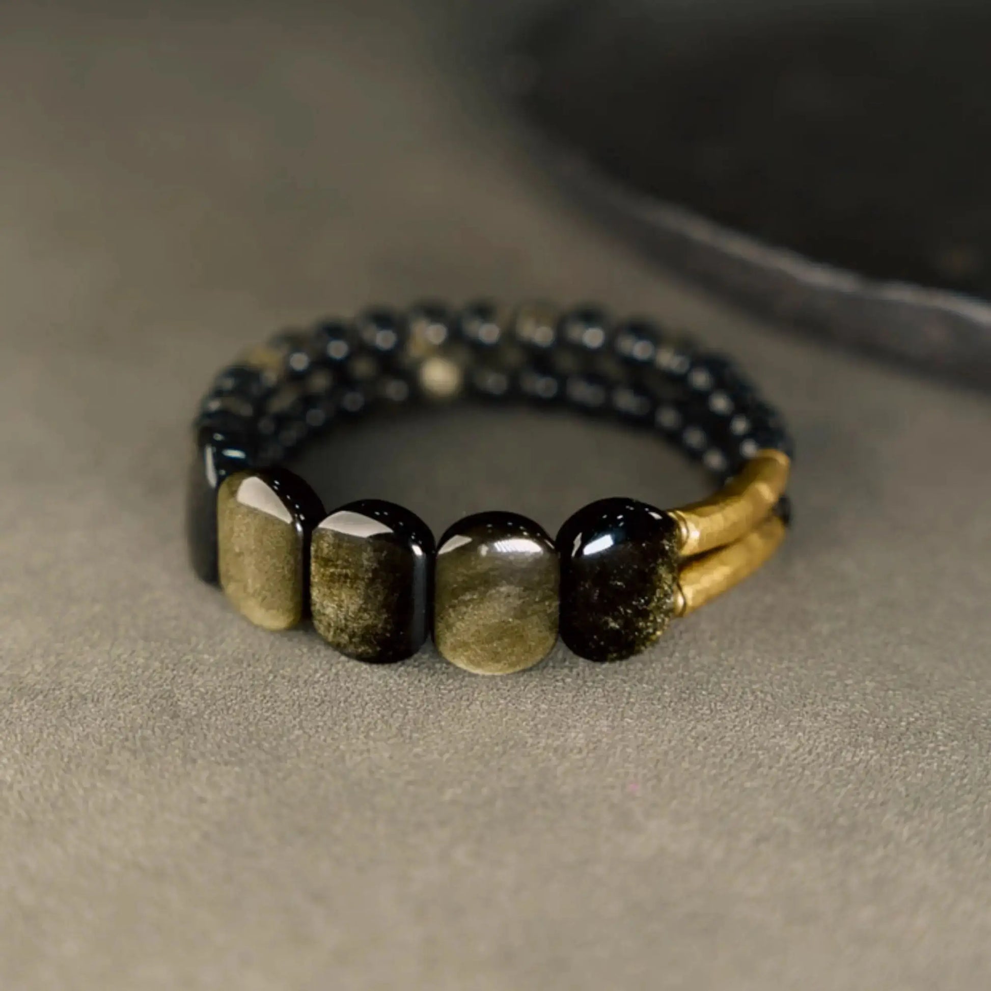 Obsidian & Goldstone Bracelet