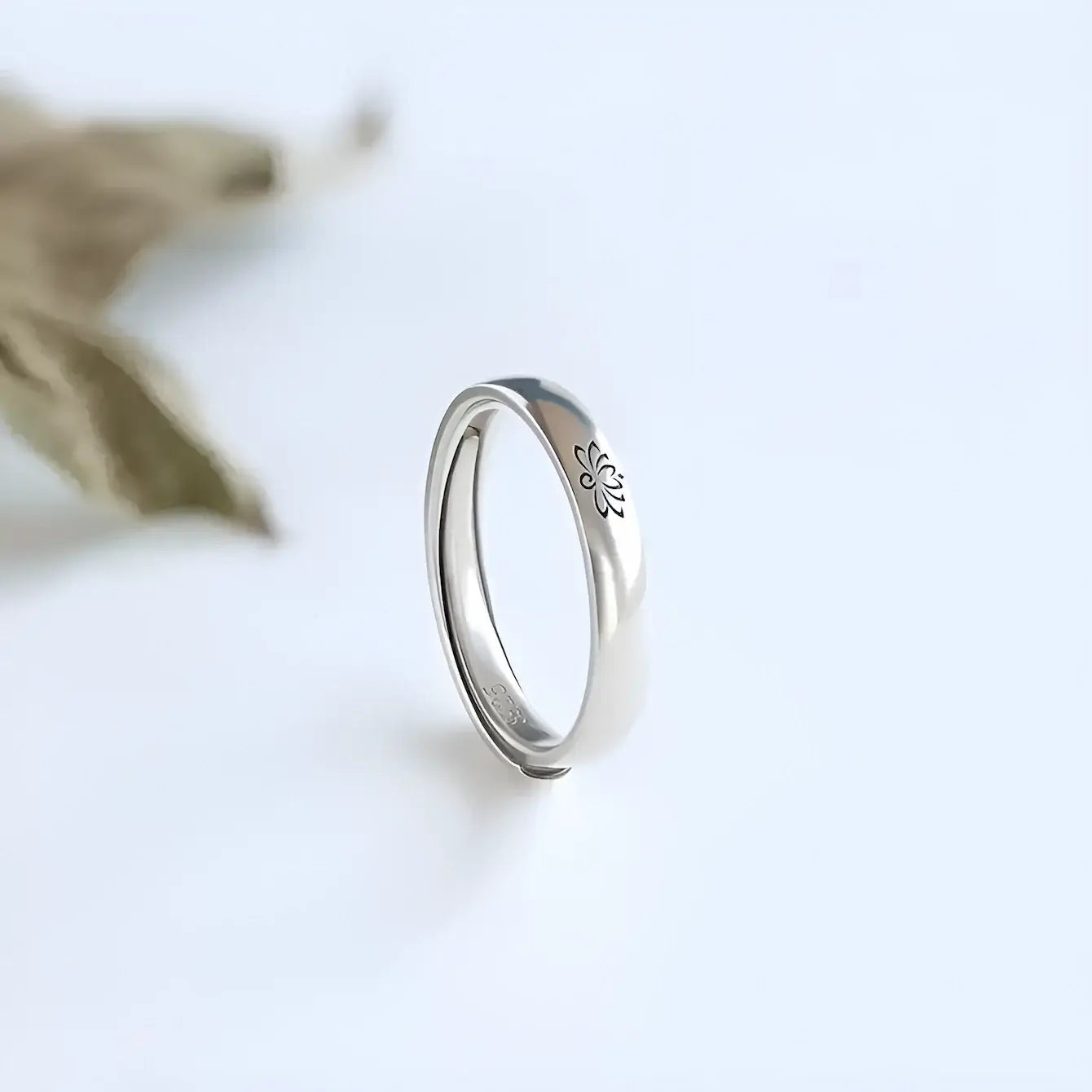 Lotus Open Band Ring – 925 Sterling Silver