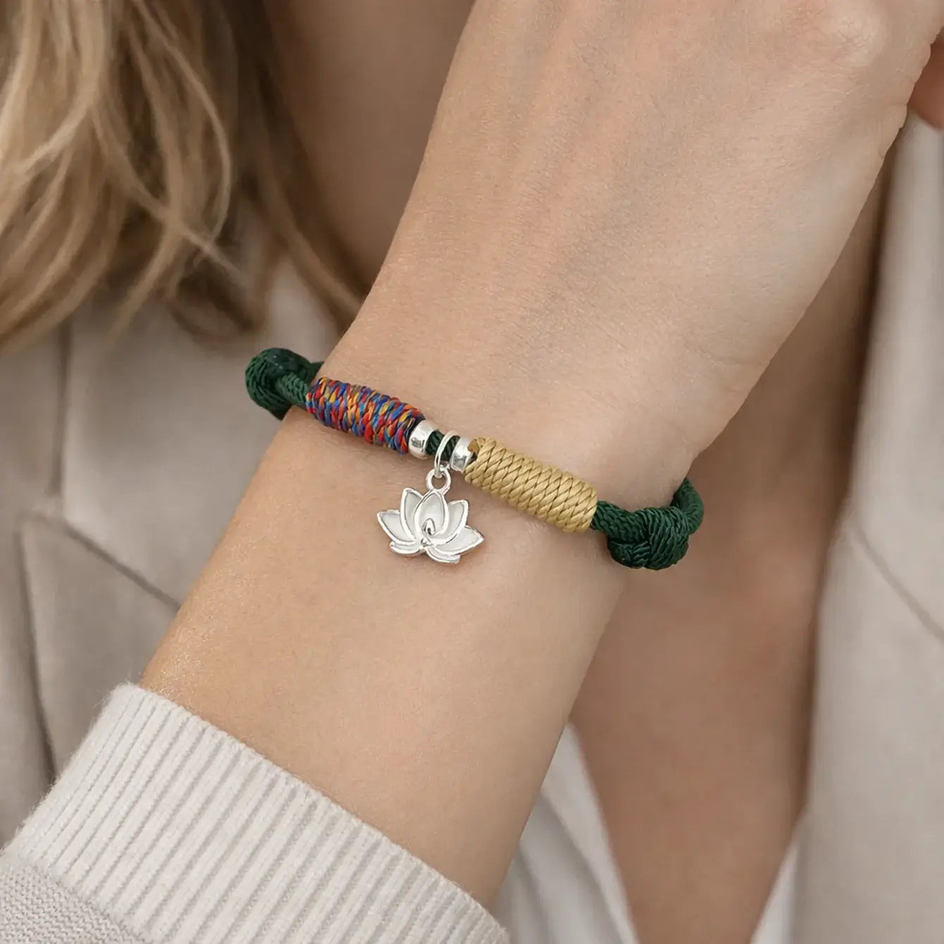 Handwoven 925 Sterling Silver Lotus Bracelet