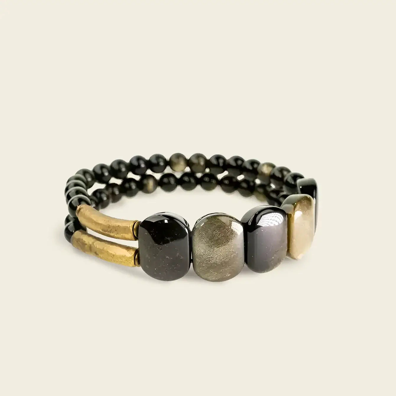 Obsidian & Goldstone Bracelet