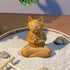 Mindful Fox Zen Garden with a wooden fox sculpture in a sandy meditation pose for desk relaxation