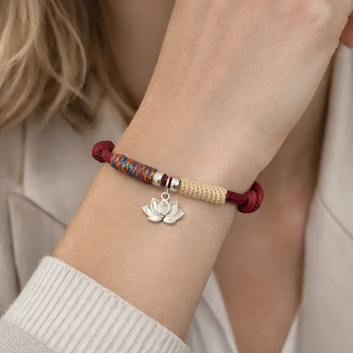 Handwoven 925 Sterling Silver Lotus Bracelet