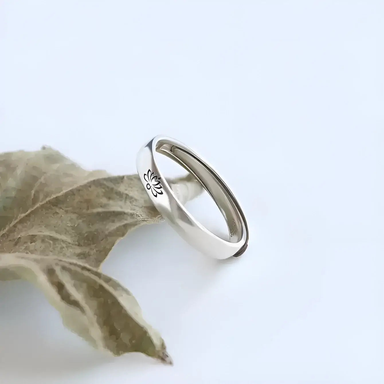 Lotus Open Band Ring – 925 Sterling Silver