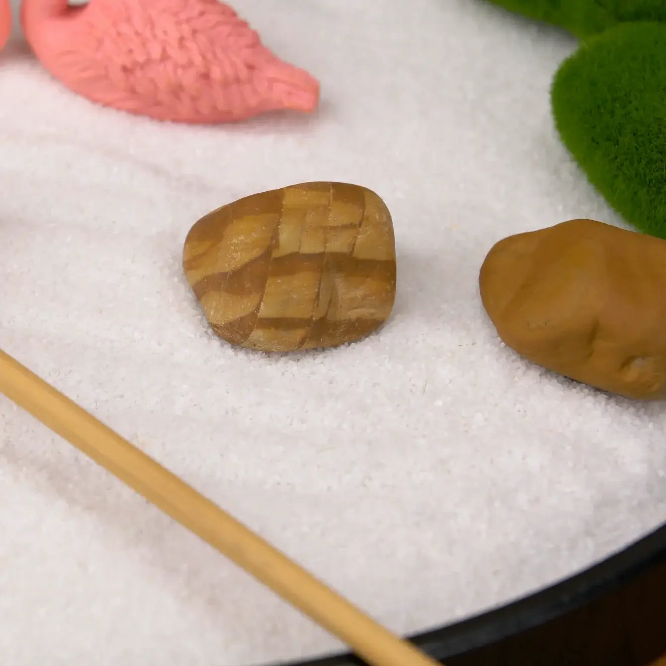 Zen Garden – Sakura & Flamingos Edition with decorative stones and sand, adding tranquility to your space.