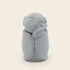 Zen-Stone Jizo Monk cement figurine, a smiling gray statue, representing tranquility and peace.