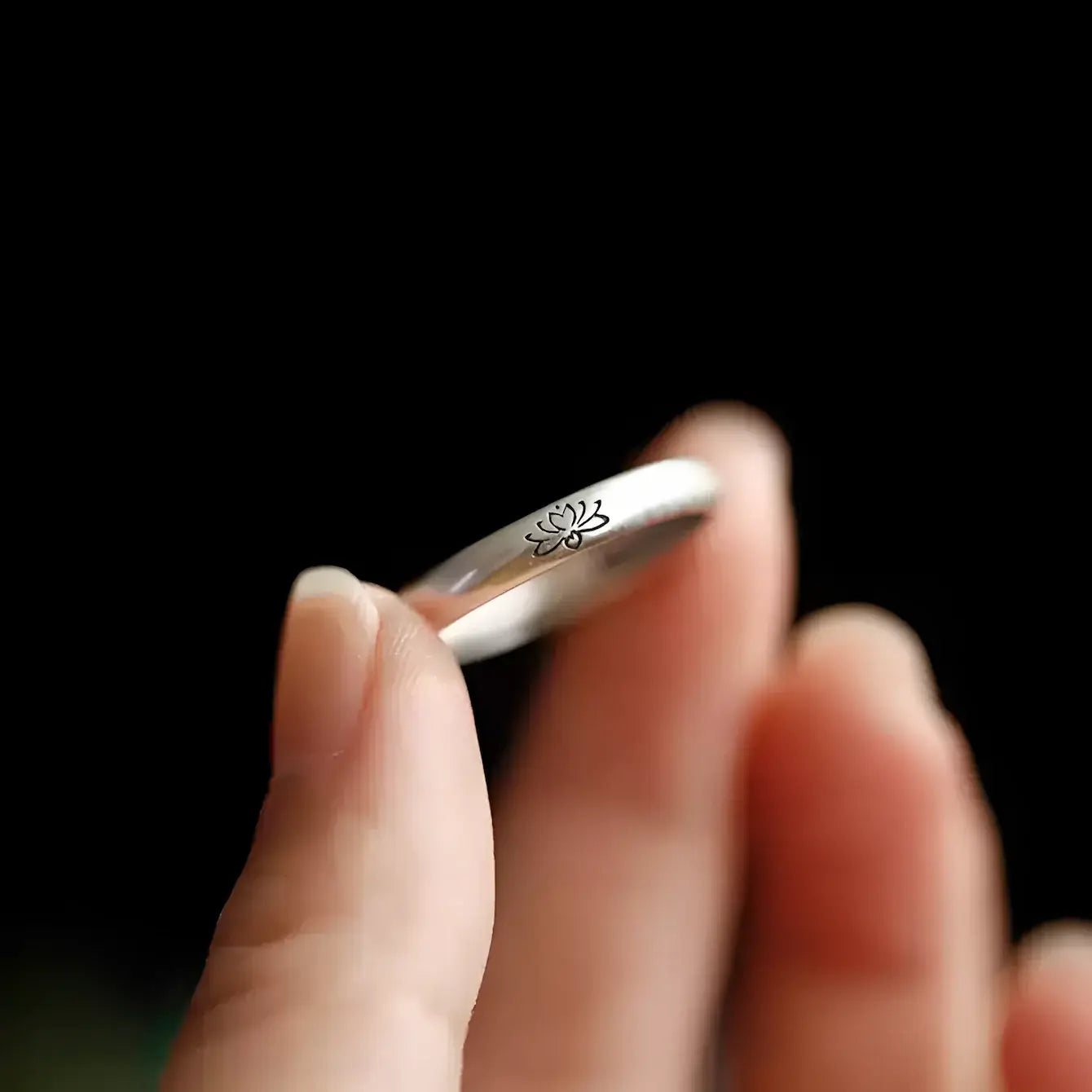 Lotus Open Band Ring – 925 Sterling Silver