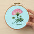 5-Hour Mindfulness Embroidery Kit showcasing a floral design with the word 'Harmony' stitched in vibrant colors.