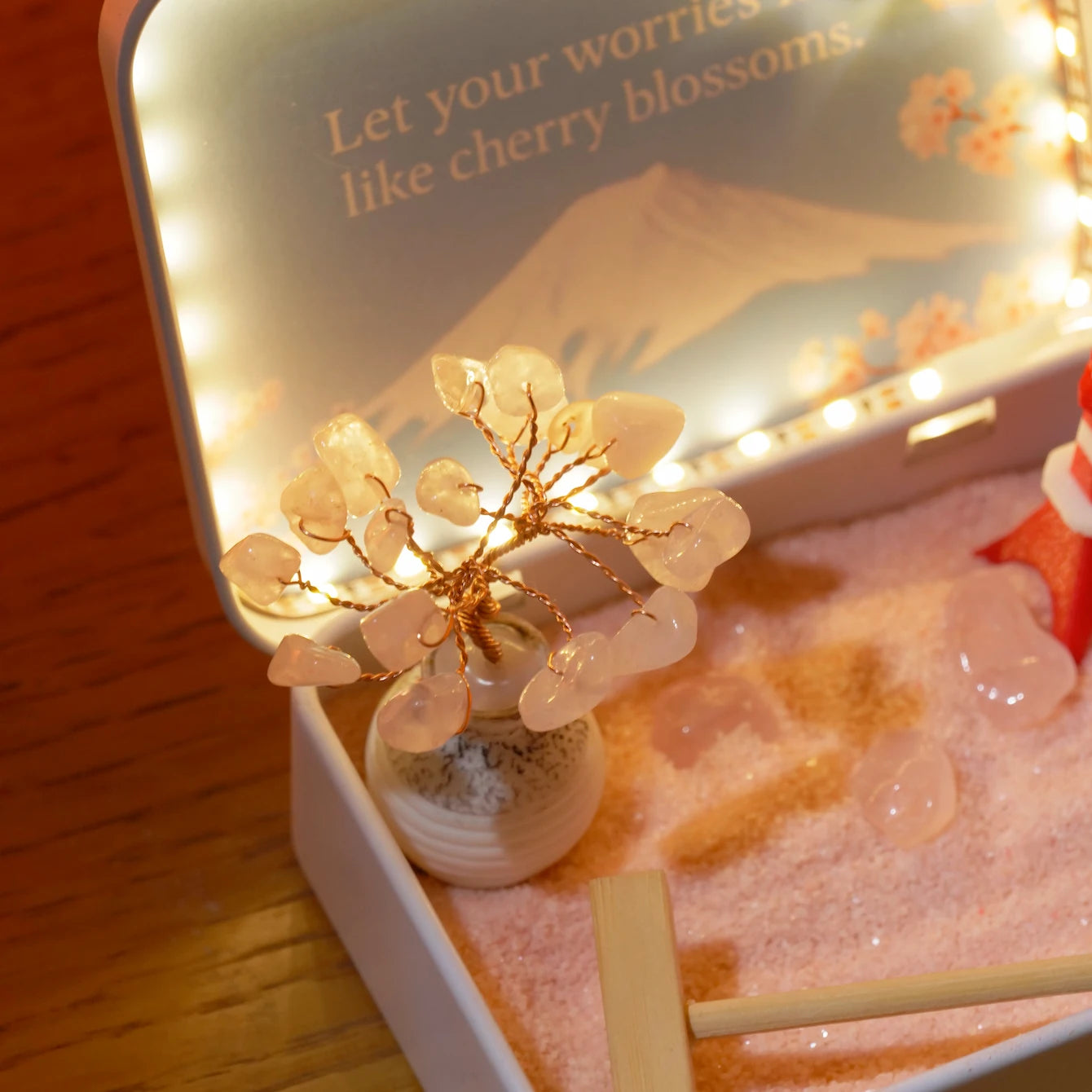 Tokyo Sakura Crystal Zen Garden with decorative cherry blossom tree and soothing elements for stress relief.