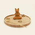 Mindful Fox Zen Garden for Desk Relaxation featuring a wooden fox statue, sand, and decorative rocks.