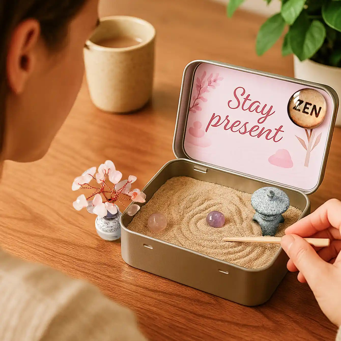 Zenify™ Pocket of Calm – Mini Zen Garden for Stress Relief and Mindfulness