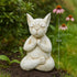 Zenify™ Meditating Dog – White Resin Garden Statue sitting peacefully among flowers, 15cm tall.