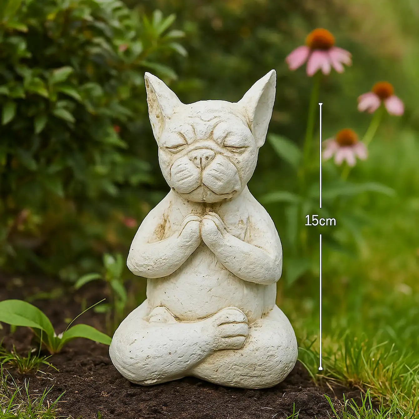 Zenify™ Meditating Dog – White Resin Garden Statue