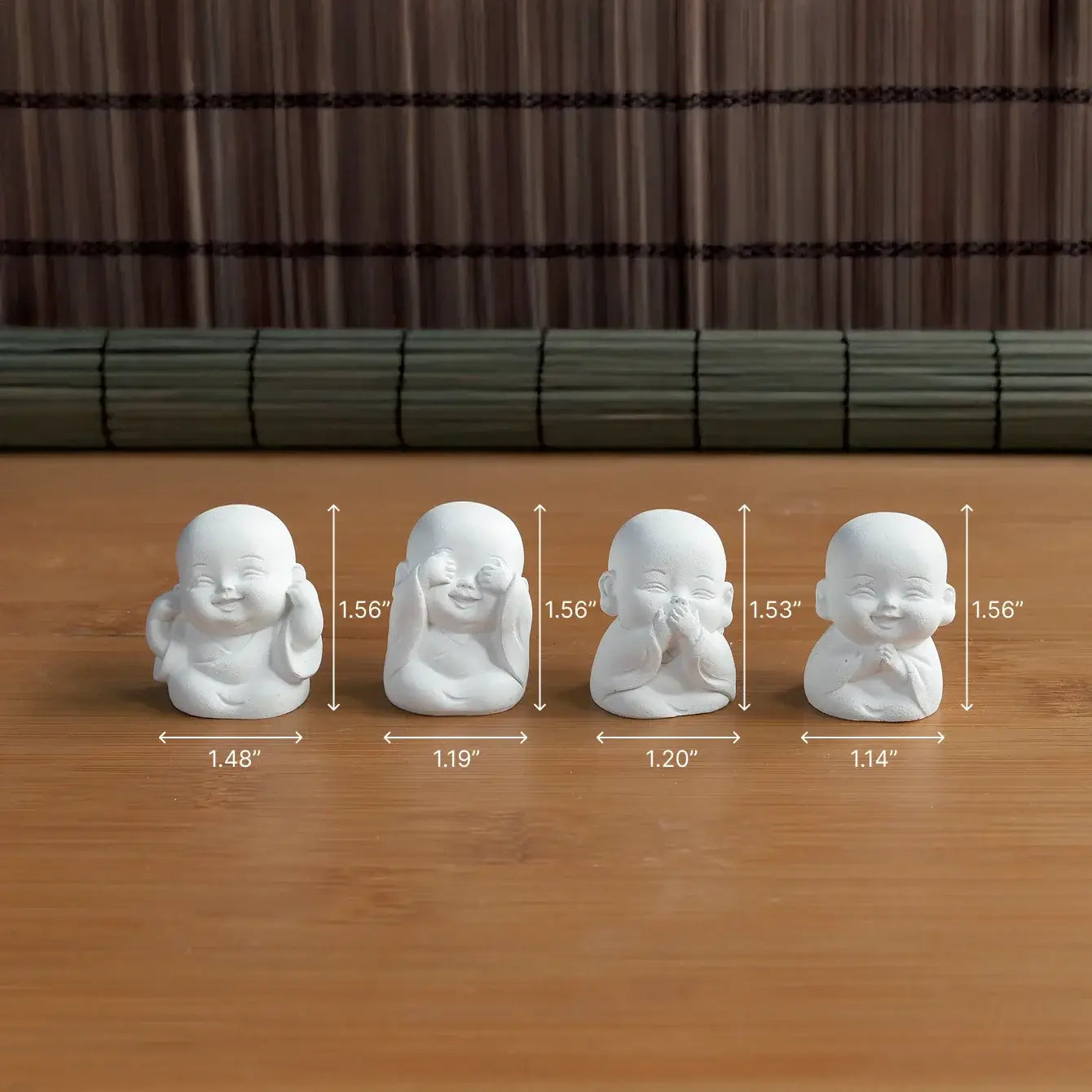 Handmade Eco-Friendly White Cement Monk Figurines - Wisdom of Silence