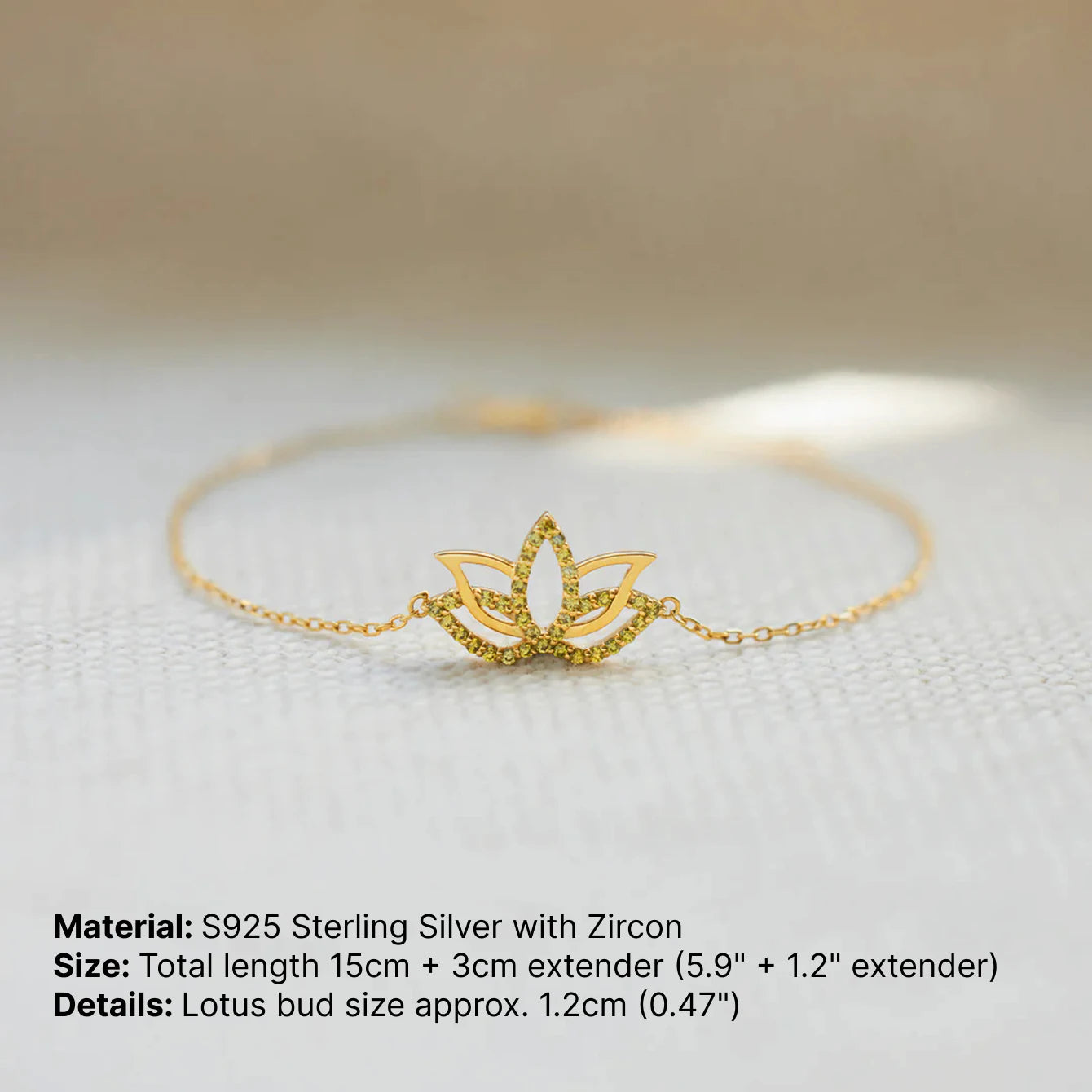 Double-Layer Lotus S925 Sterling Silver Zircon Bracelet with a delicate lotus design and adjustable length.