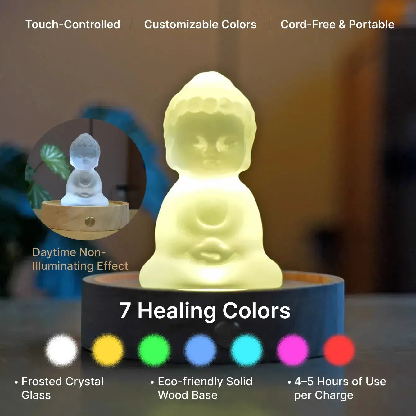 Zenify™ Frosted Crystal Buddha Lamp for Calm & Meditation | A Peaceful Gift Zenify