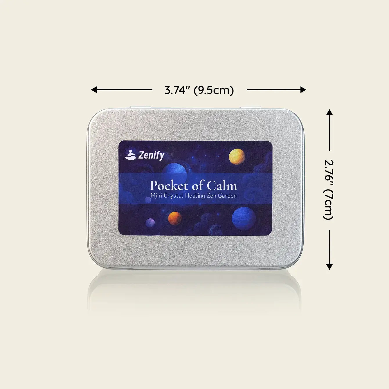 Zenify Cosmic Zen Crystal Garden compact tin featuring the label Pocket of Calm with a cosmic design.