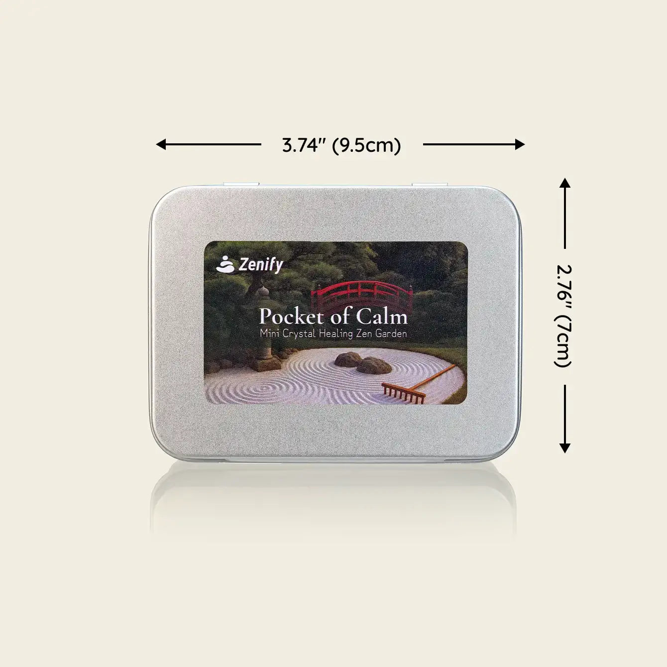 Pocket of Calm Mini Crystal Healing Zen Garden, a personalized Four Seasons Zen Crystal Garden in a sleek tin.