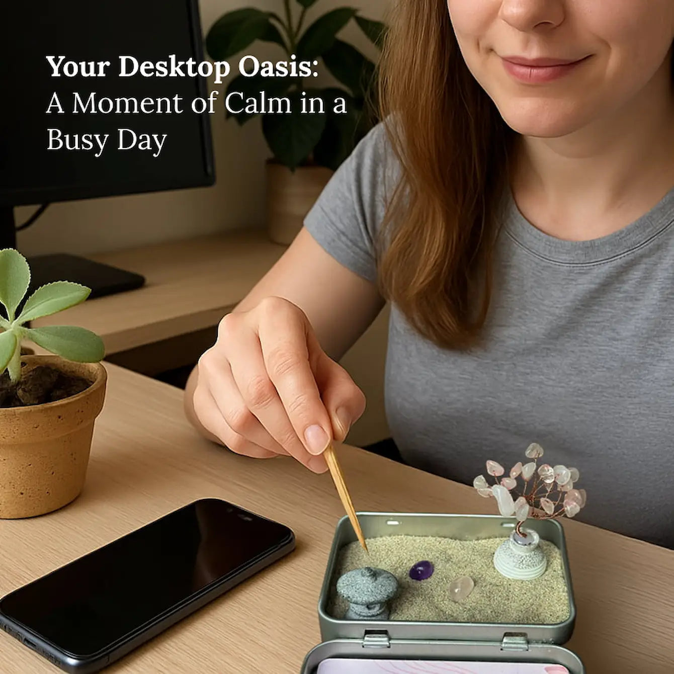 Japanese Crystal Zen Garden - Desktop Meditation & Stress Relief Kit