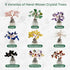 9 varieties of hand-woven crystal trees representing love, luck, peace, clarity, abundance, balance, protection, harmony, and courage.