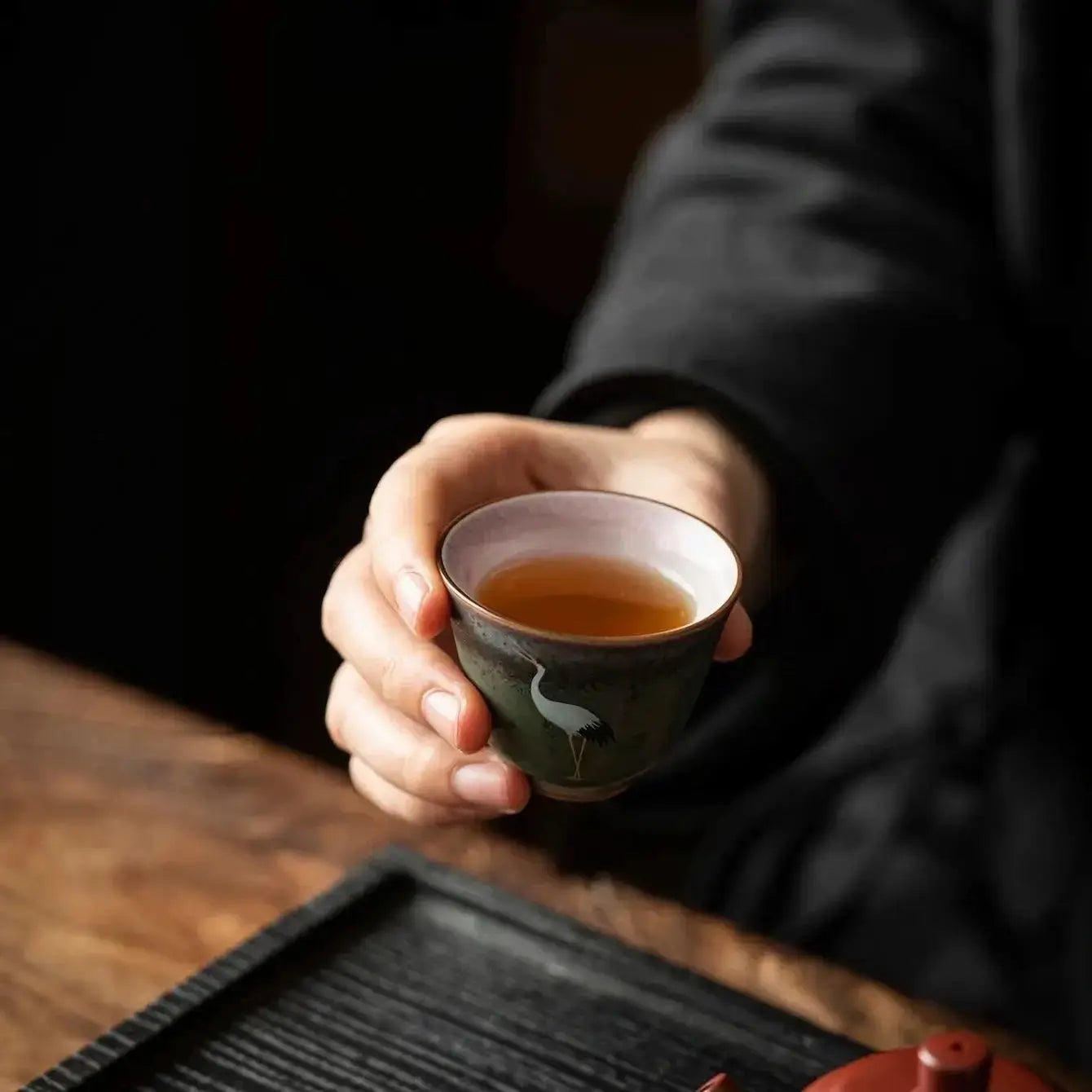 Zenify™ Crane Glaze Cup – Handcrafted Celadon Teacup of Tranquility Zenify
