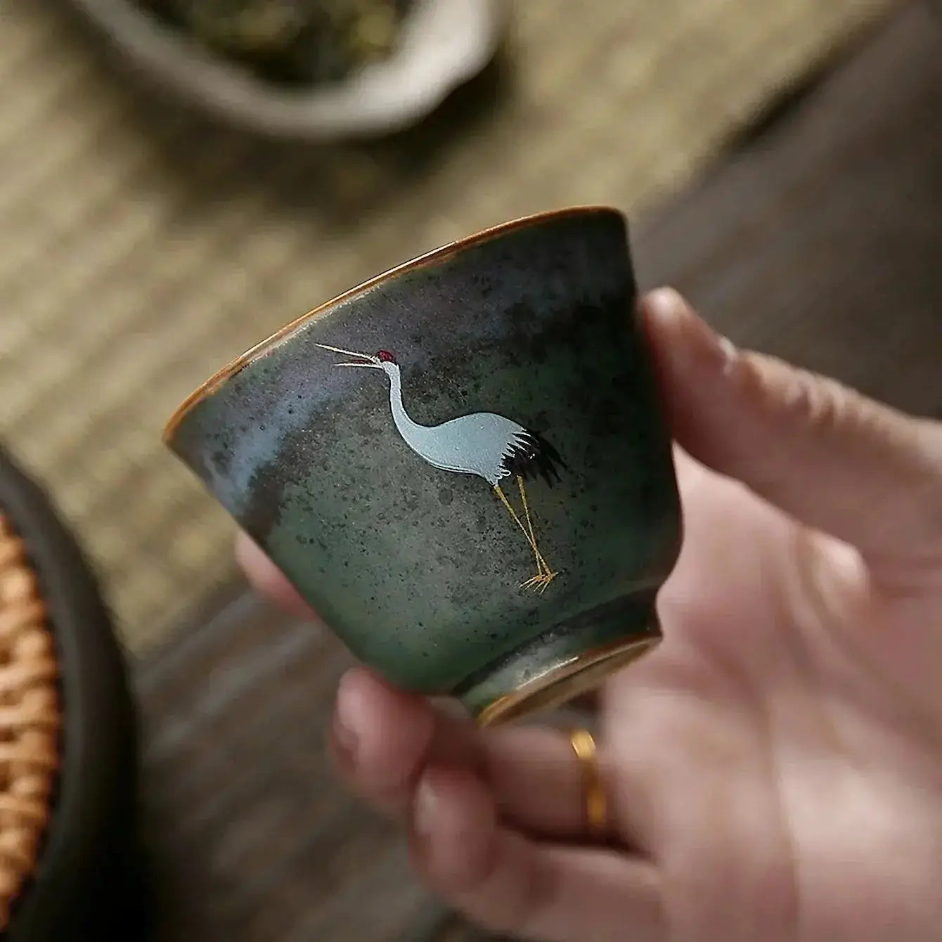 Zenify™ Crane Glaze Cup – Handcrafted Celadon Teacup of Tranquility Zenify