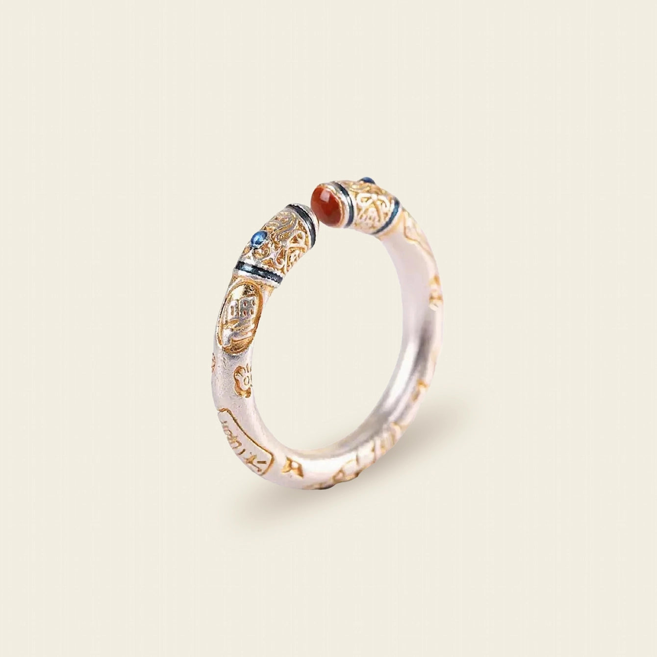 Zenify™ Enamel Blessing Ring – Pure Silver & Hand-painted Gold