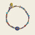Lapis Lazuli Multi-Gemstone Woven Bracelet featuring a deep blue centerpiece with colorful beads and a vibrant design.