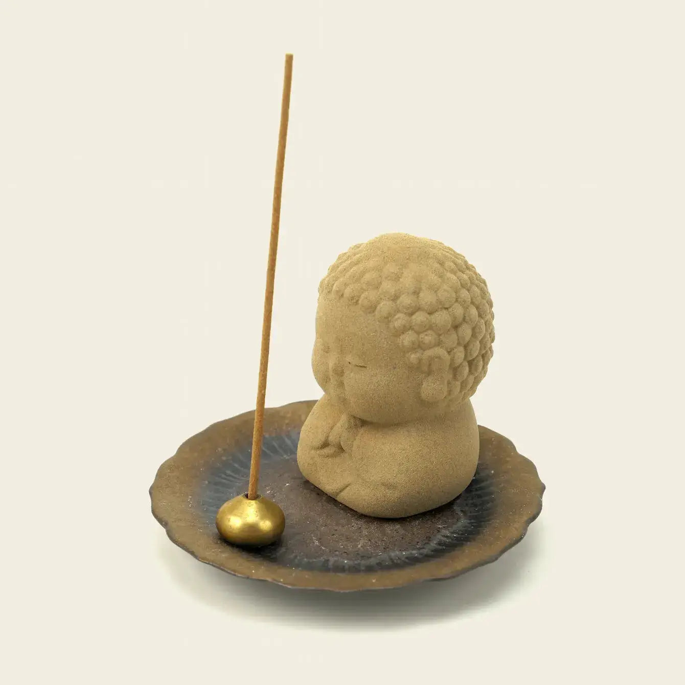 Zenify™ Mini Buddha Ceramic Incense Burner – Cute Monk Statue with Lotus Plate for Meditation & Relaxation Zenify