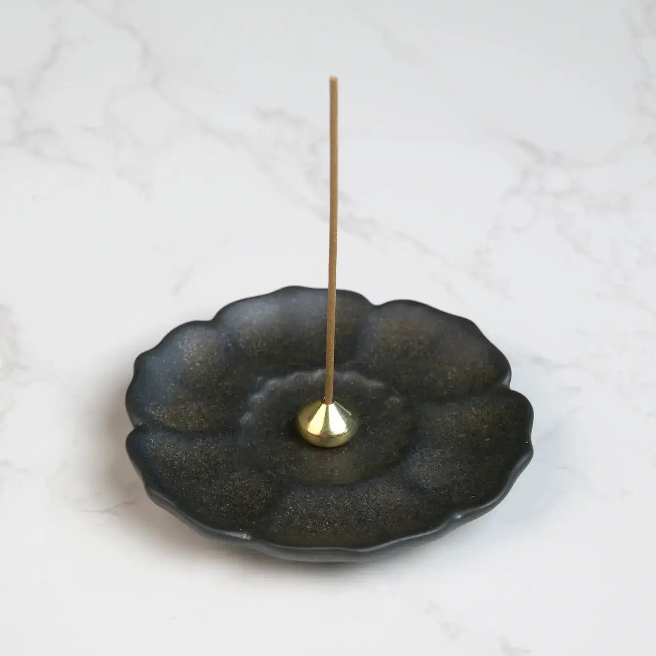 Zenify™ Lotus Incense Holder – Ceramic Lotus Tray with Brass Stick Burner Zenify