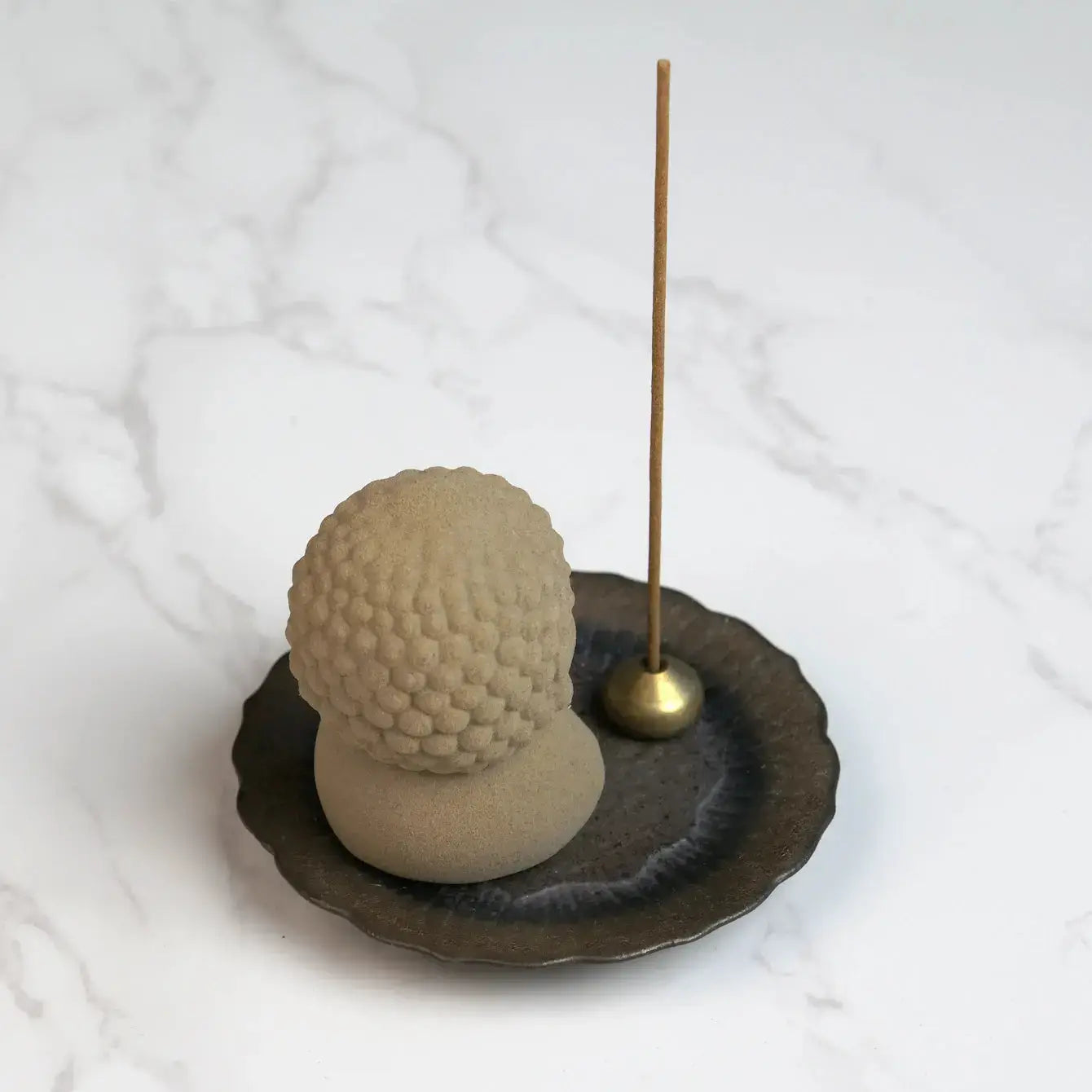 Zenify™ Mini Buddha Ceramic Incense Burner – Cute Monk Statue with Lotus Plate for Meditation & Relaxation Zenify