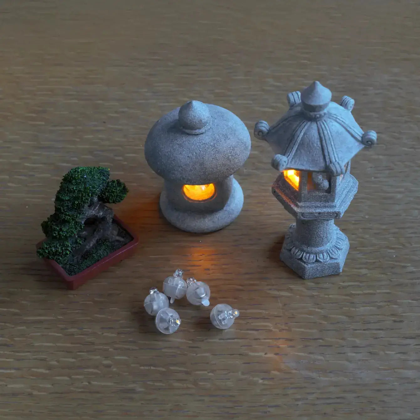 Zenify™ Tranquil Trio – Resin Bonsai & Stone Lantern Set for Zen Decor Zenify