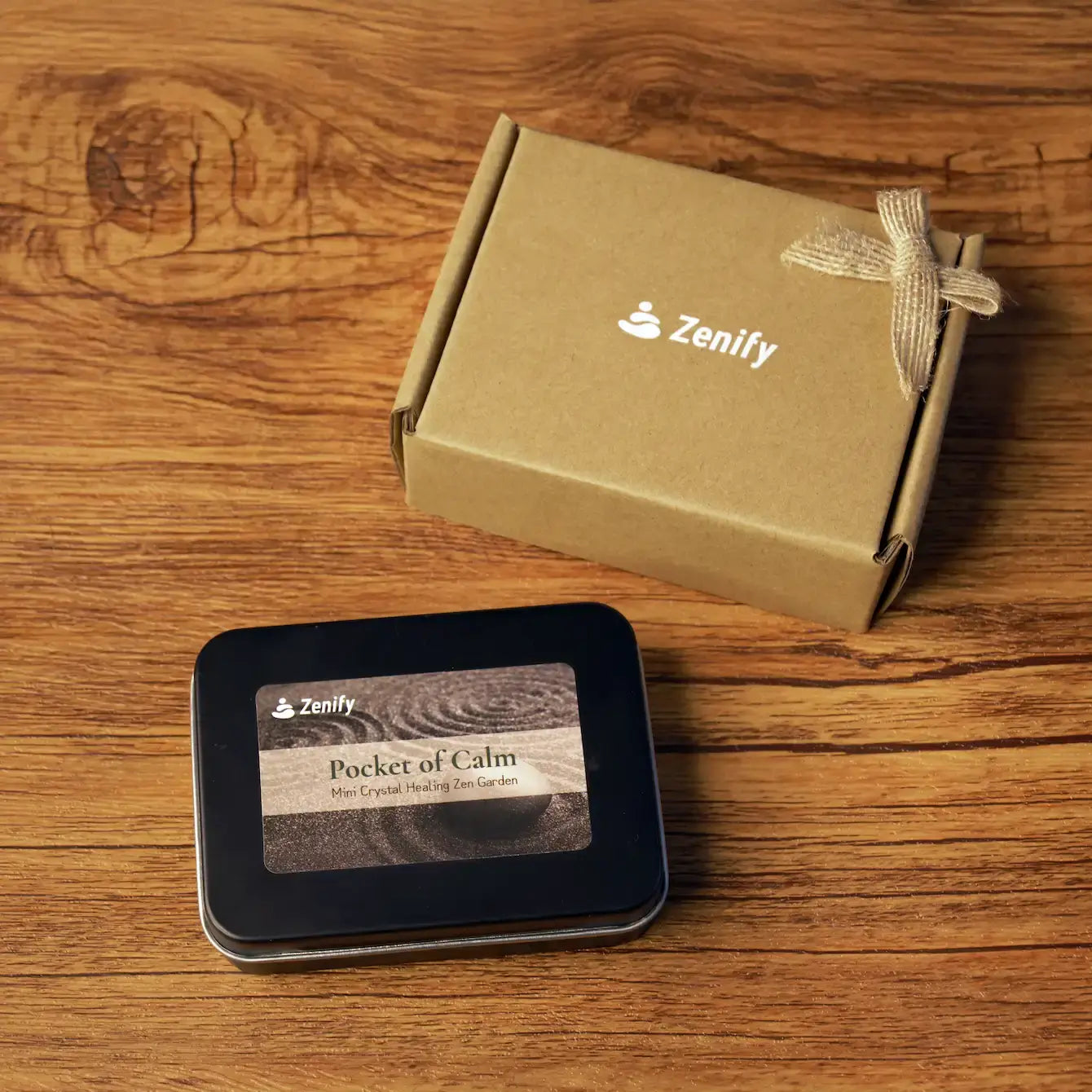 Zenify Halloween Obsidian Pocket Garden in a stylish tin box, perfect for gifting mindfulness and calmness.