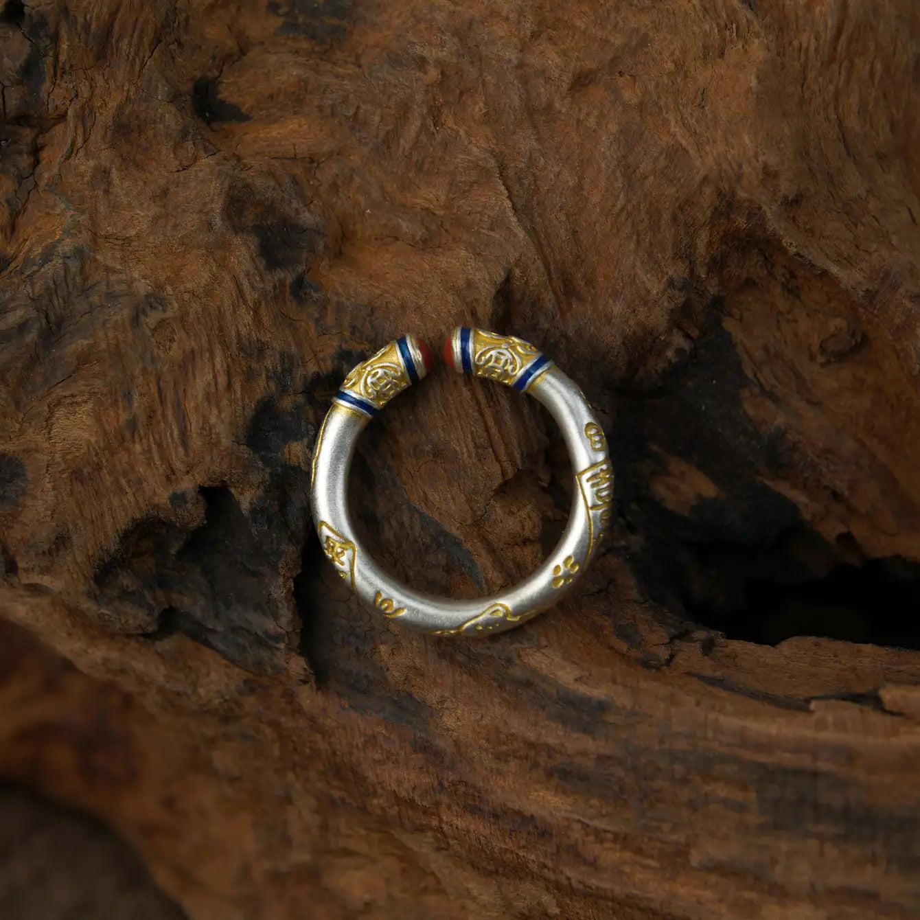 Zenify™ Enamel Blessing Ring – Pure Silver & Hand-painted Gold
